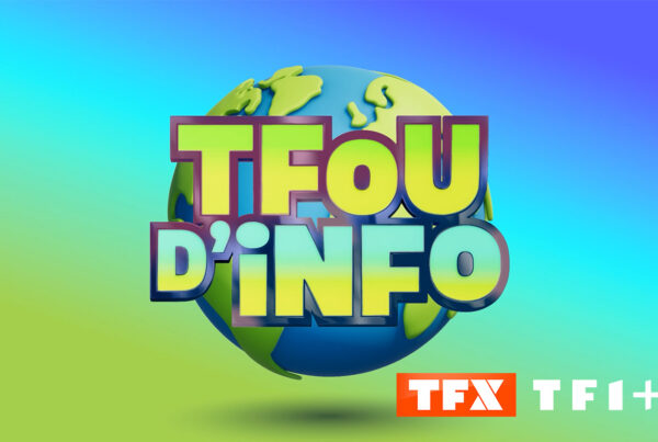Lofo TFOU d'INFO sur un globe terrestre stylisé en 3D aux couleurs vives, logos TFX et TF1+