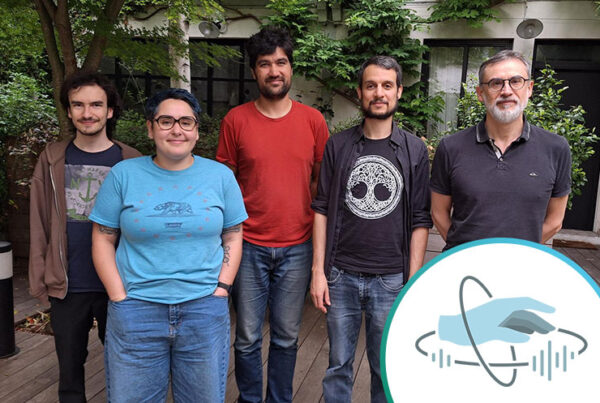 L'équipe du projet ANR Animation Conductor pose lors d'un point d'étape au studio Dada ! Animation